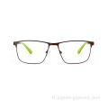 En stock unisexe élégant dernier rectangle Frames optiques en métal léger des lunettes optiques